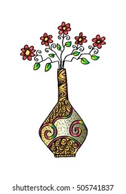 Doodle flowers and a vase