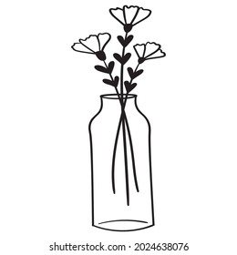 Doodle flowers in a vase of an unusual shape, indoor plants