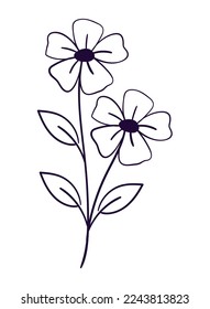 Doodle-Blumen, Vektordesign-Symbol
