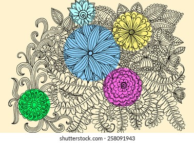 Doodle flowers. Vector floral illustration