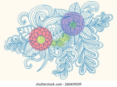 Doodle flowers. Vector floral pattern