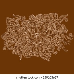 Doodle flowers. Vector gentle floral pattern. Lacy design elements