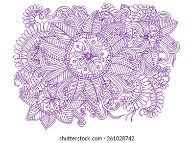 Doodle flowers. Zen-tangle floral pattern. Vector herbal design elements