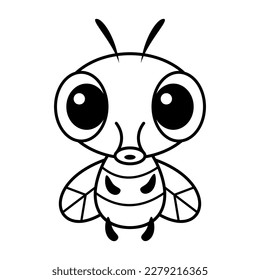 Doodle Fly Insect Coloring Page Cartoon Vector Illustration