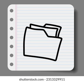 Icono de carpeta Doodle dibujado a mano con una delgada línea negra. 