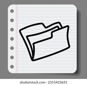 Icono de carpeta Doodle dibujado a mano con una delgada línea negra. 