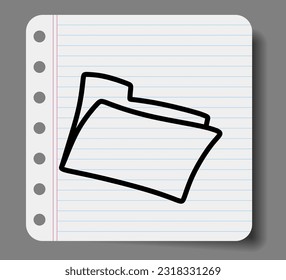 Icono de carpeta Doodle dibujado a mano con una delgada línea negra. 