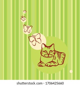 doodle fon, cat funny, hand drawing