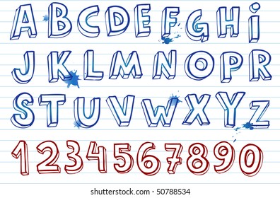 Doodle Font, Hand Written Alphabet.