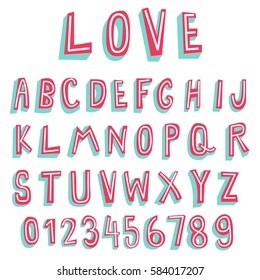 Doodle Font,3d Alphabets,two Tone Display Font