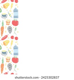 Doodle Food Hintergrund. Food Frame-Illustration