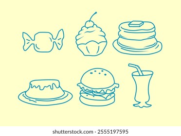 Doodle of food and drink style collection vector image