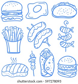 Doodle of food element various