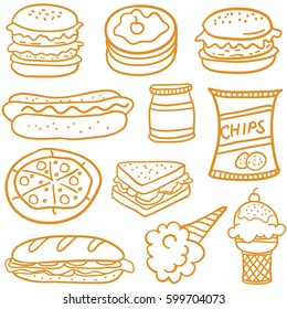 Doodle of food element various