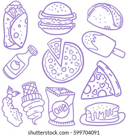 Doodle of food element various