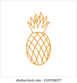 Doodle Food Icon Isolated. Hand Drawn Line Art. Pineapple Sketch Fruit. Vector Stock Illustrations. EPS 10