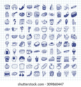 doodle food icons