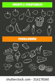 doodle food icons background