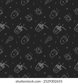 Patrón de comida Doodle. Patrón de comida. Patrón de comida sin fisuras. Fondo de patrón de comida dibujado a mano