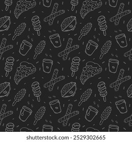 doodle food pattern. food pattern. seamless pattern food and beverage. hand drawn food pattern background