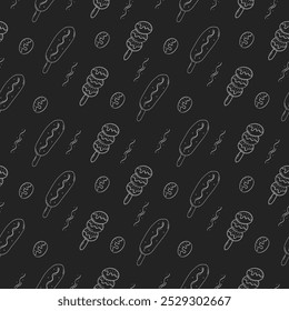 doodle food pattern. food pattern. seamless pattern food and beverage. hand drawn food pattern background