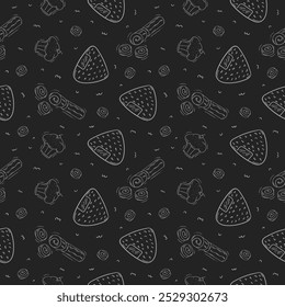 Patrón de comida Doodle. Patrón de comida. Patrón de comida sin fisuras. Fondo de patrón de comida dibujado a mano