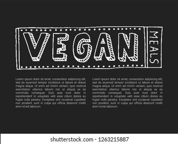 Doodle food poster. White and black food illustration. Vector vegan art