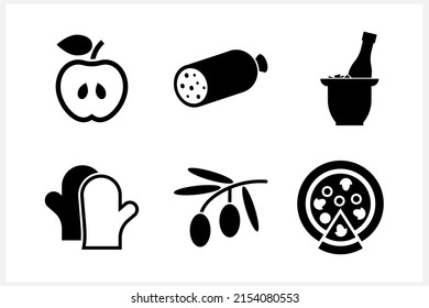 Doodle food set icon isolated Stencil clipart Vector stock illustration. EPS 10