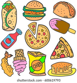 Kawaii Fast Food Collection Junk Food Stock Vector (royalty Free 