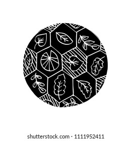 Doodle of football background with leafs.