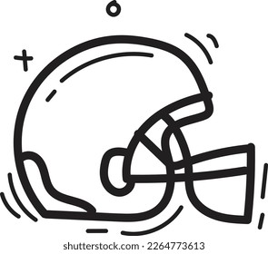 doodle football helmet icon outline vector