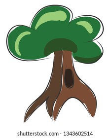 Doodle of forest tree illustration color vector on white background