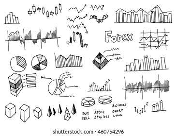 Doodle forex infographics elements sketching vector illustration