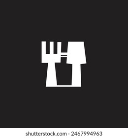 doodle tenedor cuchara salsa ketchup botella cocinar restaurante logo Vector 