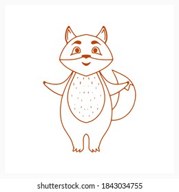 Doodle Fox Icon Isolated On White. Animal For Coloring Page Book. Sketch Vector Stock Illustration. EPS 10