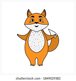 Doodle Fox Icon Isolated On White. Animal Cartoon. Vector Stock Illustration. EPS 10