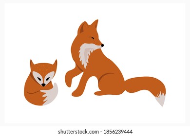 Doodle Fox Icon Isolated On White. Animal Cartoon. Vector Stock Illustration. EPS 10