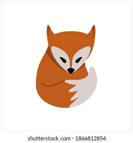 Doodle Fox Icon Isolated On White. Animal Cartoon. Vector Stock Illustration. EPS 10