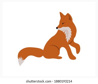 Doodle Fox Icon Isolated On White. Animal Cartoon. Vector Stock Illustration. EPS 10