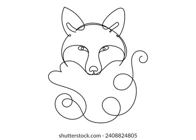 Doodle Fox Line Portrait. Editable Abstract Fox Logo Vector Line Sketch. Simple Curve Line Fox Symbol Silhouette Icon Design Isolated on White background	
