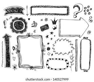 doodle frame arrow pencil flower star scribbles draw frames and design component doodle frame arrow pencil flower star scribbles line classical white vegetation petal union community black boundary pi