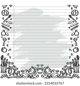 Doodle frame Back to school with school supplies