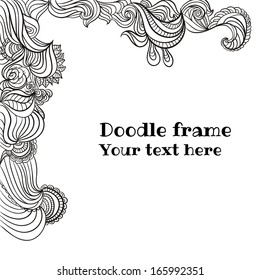 Doodle frame. Black and white. Vector