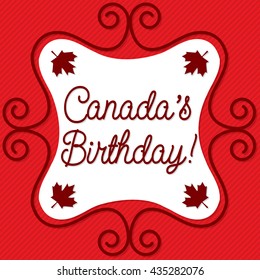 Doodle frame Canada Day maple leaf card in vector format.