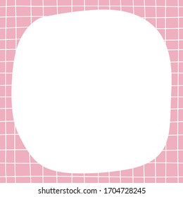 Doodle frame for cards with checkered background.  Cute cartoon style and place for text. Good for baby shower. Vector illustration.