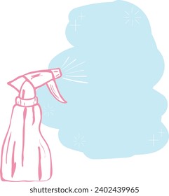 Doodle frame of cleaning spray bottle. Vector clipart or banner for infographics.
