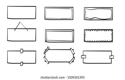 doodle frame collection handdrawn line style vector