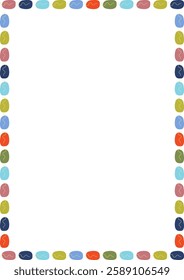 Doodle frame with colorful elements. Trendy graphic template. Cute empty frame box