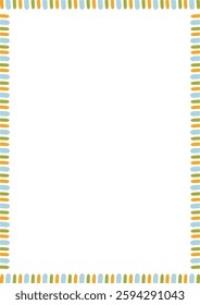 Doodle frame with colorful elements. Trendy graphic template. Cute empty frame box