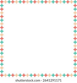 Doodle frame with colorful elements. Trendy graphic template. Cute empty frame box
